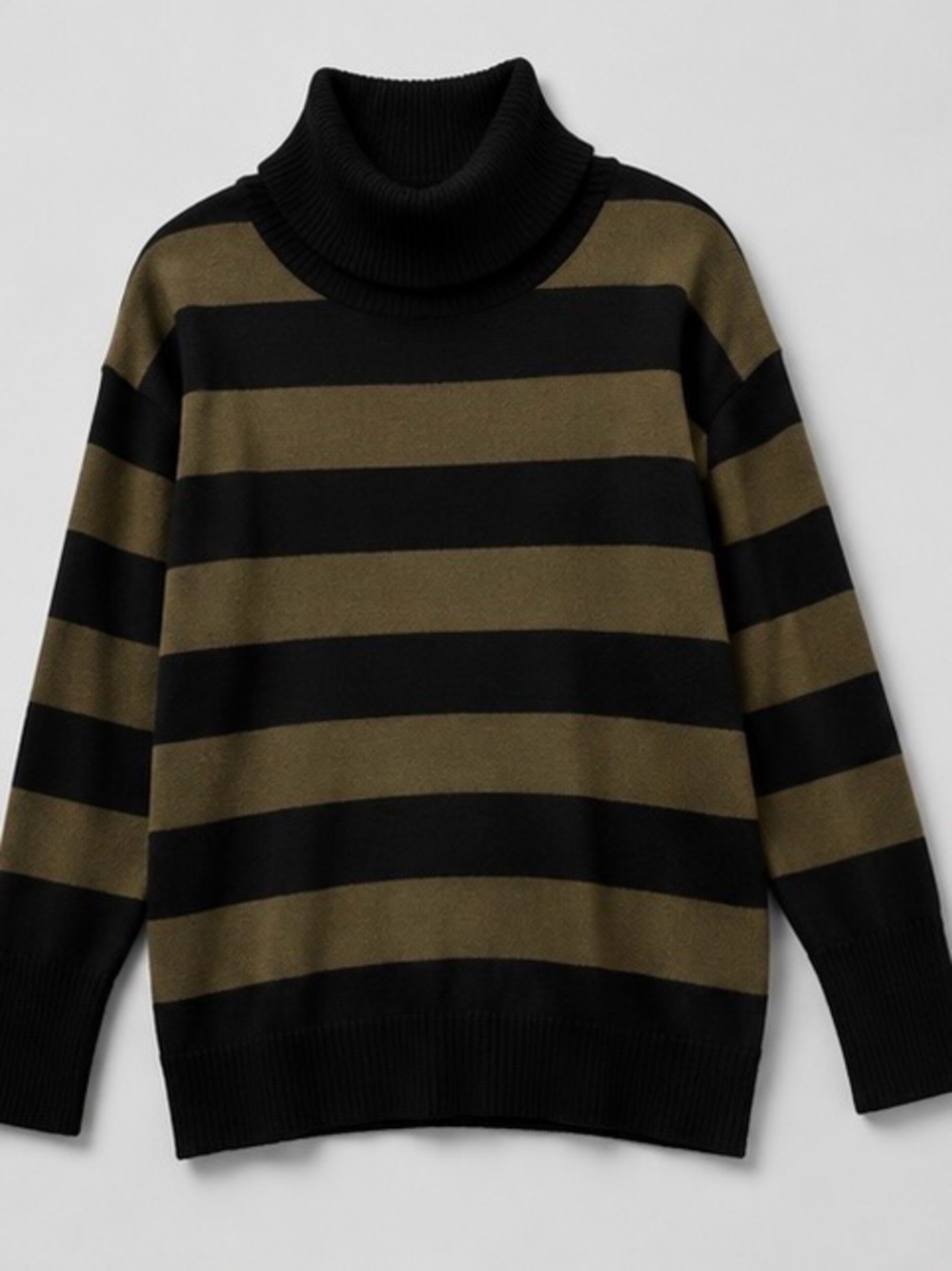 Philosophy Republic Clothing Black & Olive Striped Turtleneck Sweater Small